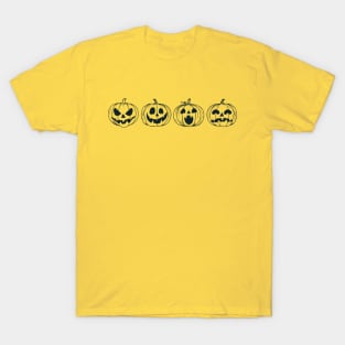 Four Halloween Pumpkins in a row T-Shirt